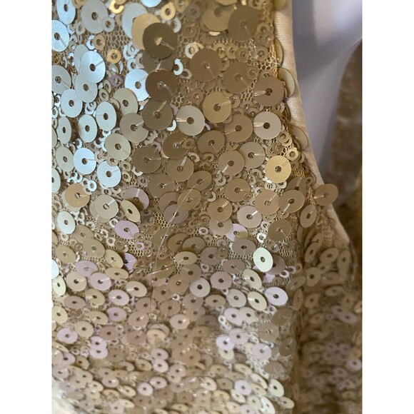 Vince Camuto Tank Top Gold Sequined Size XS Back Zip Polished Rocker Loose Fit - Picture 10 of 13